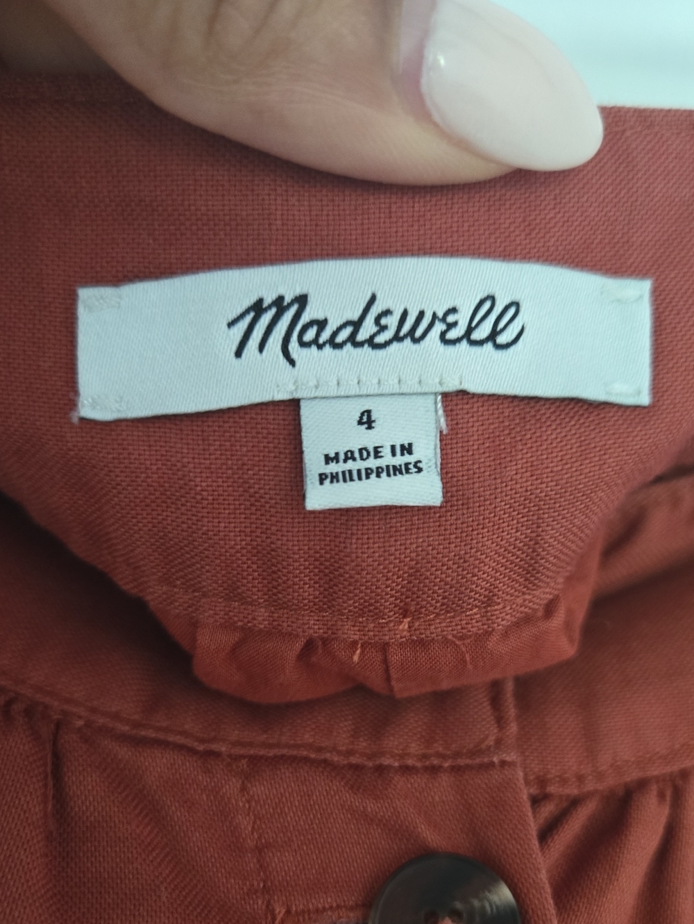 Madewell Patio Button-Front Lined Midi Skirt Rust Brown Size Large NWT - Picture 10 of 11